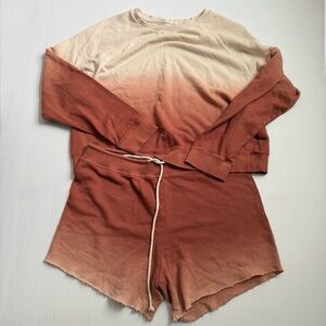 Marine Layer Sunset Ombre Lounge Set Crewneck Sweatshirt Shorts Medium